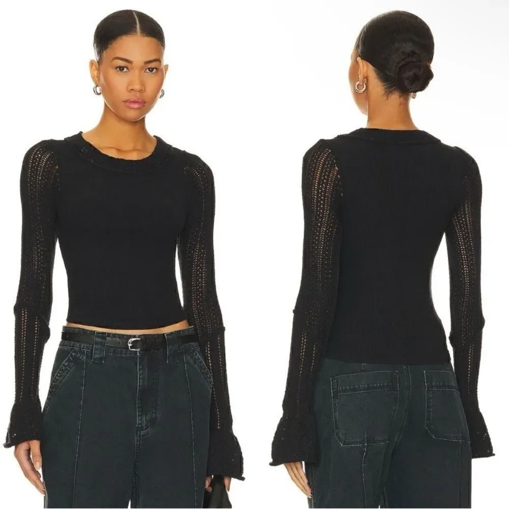 Free People NWT Cuffing Season Top in Black Size Large